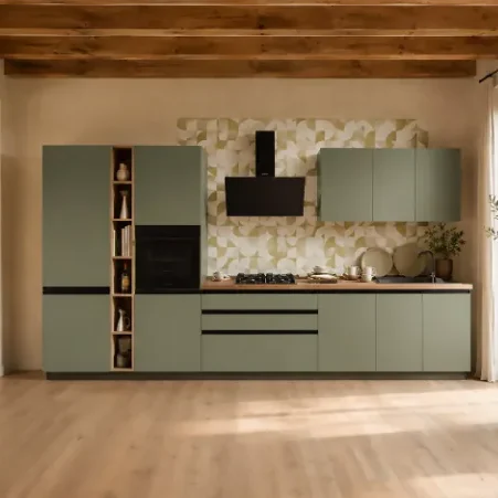 Modulaire keukens 180cm tot 420 cm - vanaf €1195 compleet - Ar-Tre specialist Valkenswaard - MIRA collectie Complete-keuken-Ar-Tre-Sky-410x60-cm-groen-AR3043-8495-euro-Mijn-Droomkeuken