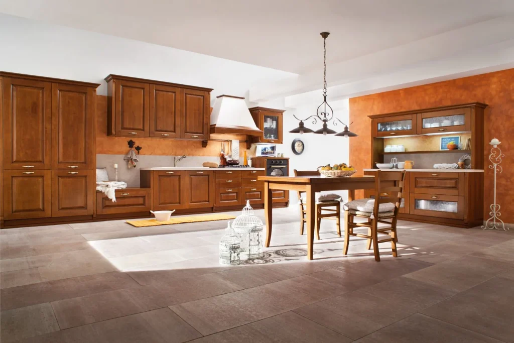 Klantkeuken Donker Hout Klassiek met Tafel - Maatwerk Ar-Tre donker houten klassieke maatwerk keuken Ar-Tre
